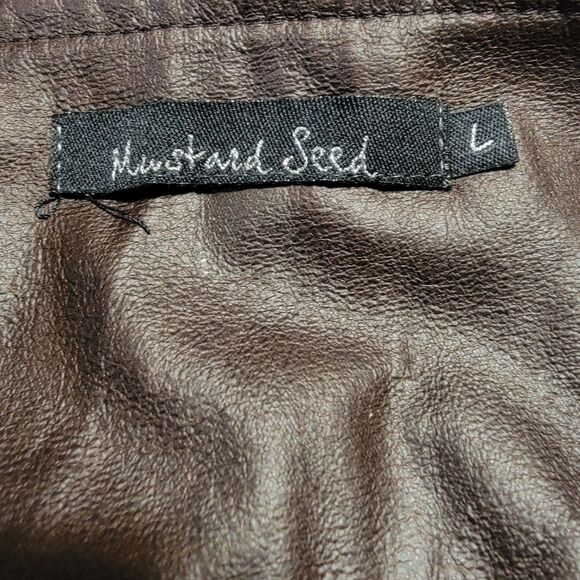 Mustard Seed Faux Leather Mini Skirt Dark Brown - Size Large - Picture 4 of 4